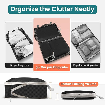 Compression Packing Cubes for Travel, Luggage Packing Organizer Bag Compressible Expandable Organizer Cubes for Carry on Travel
