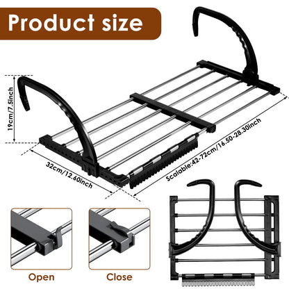 New Foldable Radiator Drying Rack Extendable Clothes Drying Hanger Stainless Steel 42-72Cm Shoes Towels Drying Rack for Balcony