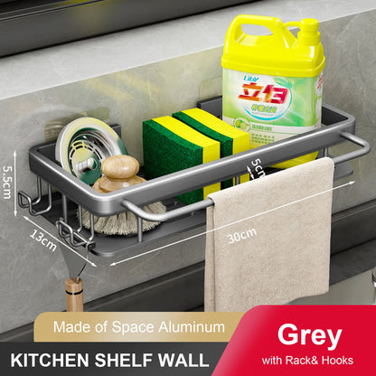Wall Storage Suspended Kitchen Sink Drainer Sponge Holder Kitchen Soap Rack No Drill Shelf Storage and Kitchen Organization