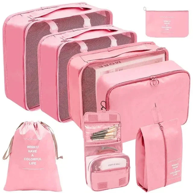 8-Piece Set Travel Bag Organizer Clothes Luggage Travel Organizer Blanket Shoes Organizers Bag Suitcase Pouch Packing Cubes