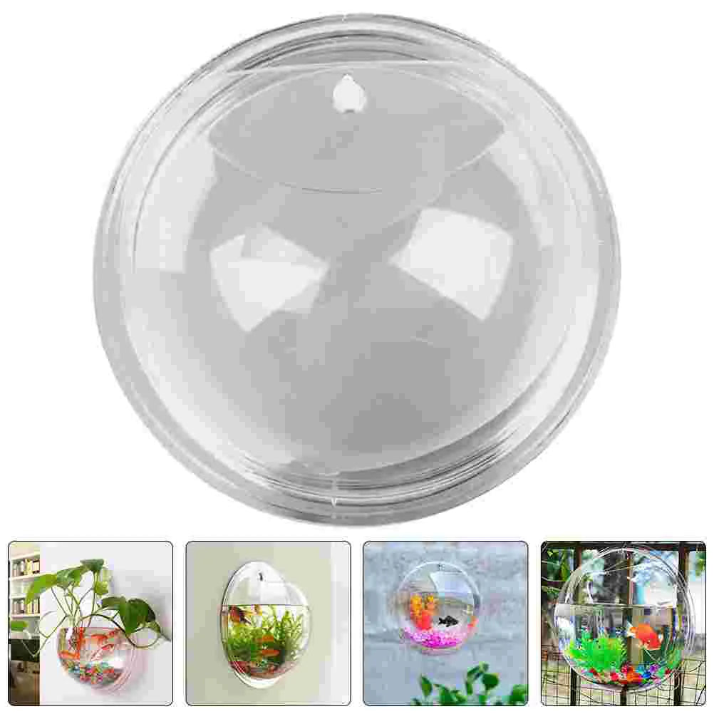 Wall Mounted Fish Tank Wall-Mounted Plant Pot Betta Clear Bowl Acrylic Vase Decor Bowls Wall-Hanging