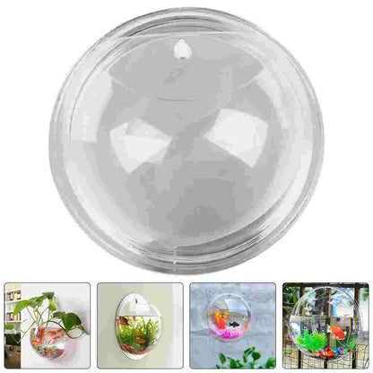 Wall Mounted Fish Tank Wall-Mounted Plant Pot Betta Clear Bowl Acrylic Vase Decor Bowls Wall-Hanging