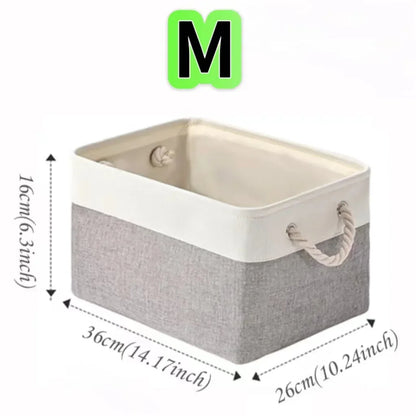 Folding Linen Storage Box with Handles Space-Saving Cube Organizer Basket for Home Supplie Baby Toys Clothes Books Organizer