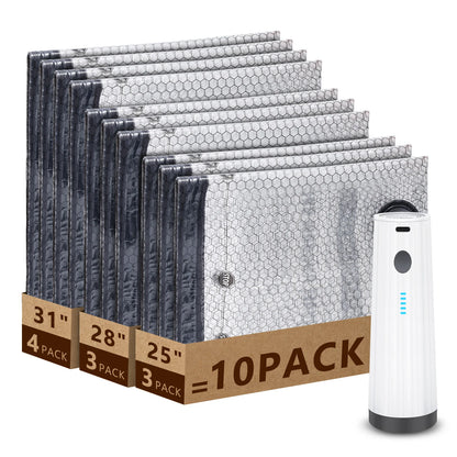 6Pcs Vacuum Storage Bags with Electric Air Pump Reusable Space Saver Bags One-Click Auto Vacuum Sealer Bags for Clothes Bedding