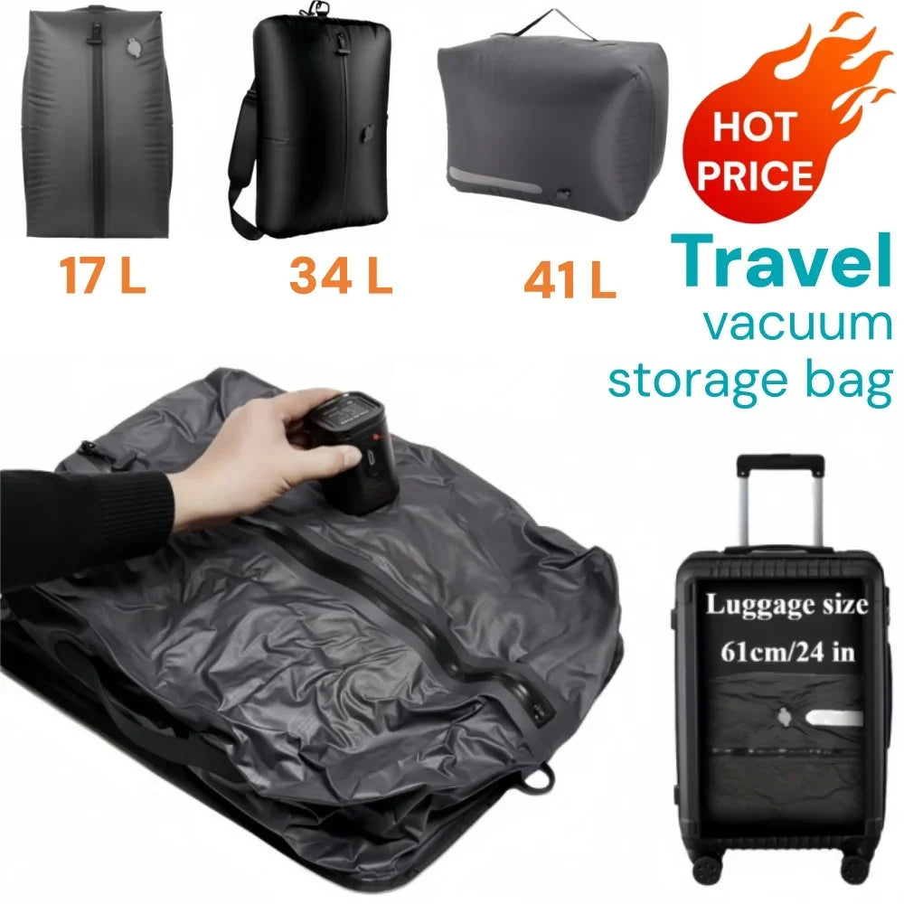 Vacuum Compression Bags for Camping,Travel Vacuum Clothing Storage Bags, Portable Space-Saver, Airtight Seal for Hiking Backpack