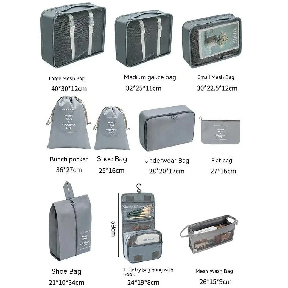 8-Piece Set Travel Bag Organizer Clothes Luggage Travel Organizer Blanket Shoes Organizers Bag Suitcase Pouch Packing Cubes