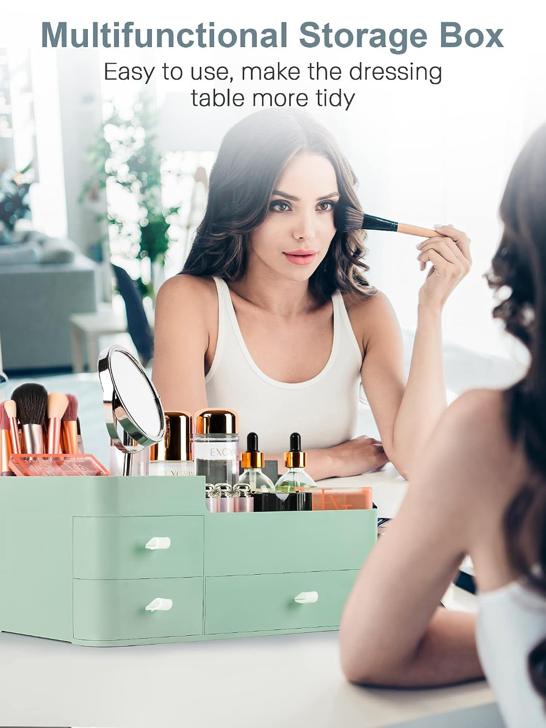 Large Capacity Makeup Organizer with Drawers for Vanity, Bathroom, and Bedroom - Ideal for Skincare, Brushes, Eyeshadows, Lotions, Lipsticks, and Nail Polish
