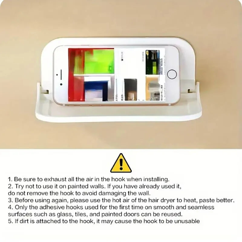 1Pc Foldable Wall-Mounted Shelf, for Bathroom, Toilet, Kitchen, Bedside, No Drilling Phone Storage, Wifi Router Storage