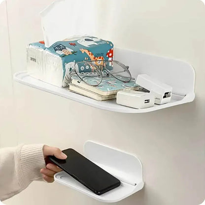 1Pc Foldable Wall-Mounted Shelf, for Bathroom, Toilet, Kitchen, Bedside, No Drilling Phone Storage, Wifi Router Storage