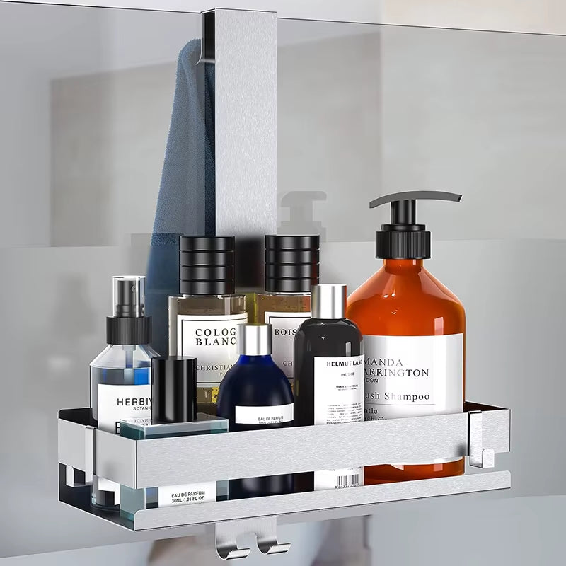 Movable Bathroom Shelves No Drill Shelf Organizer Shower Support Steel Shelf Multifunction Shelves Storage Unit for Bathroom