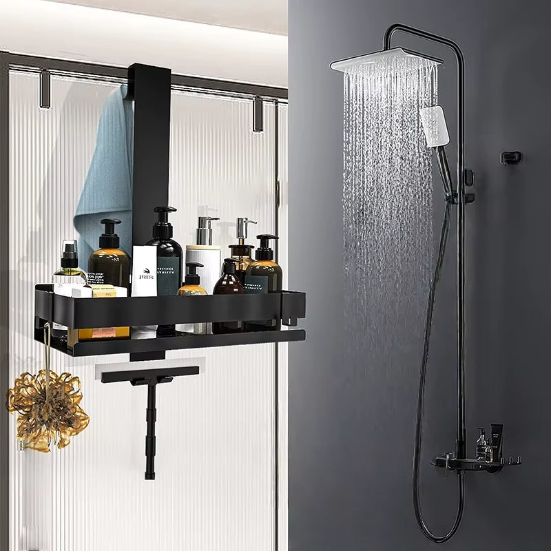 Movable Bathroom Shelves No Drill Shelf Organizer Shower Support Steel Shelf Multifunction Shelves Storage Unit for Bathroom