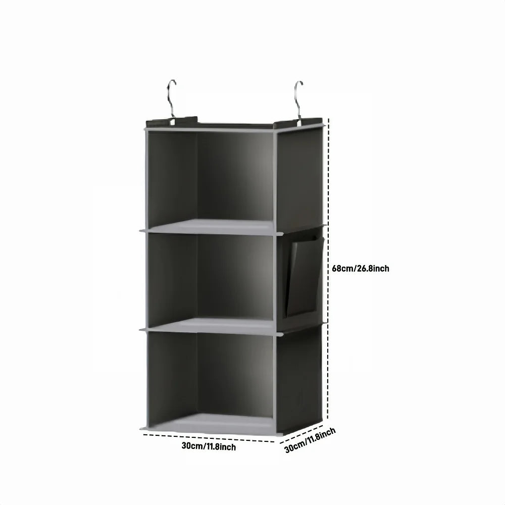 Foldable 6-Shelf Hanging Closet Organizer with Hooks Space Saving Fabric Wardrobe Storage for Bedroom Dorm Travel
