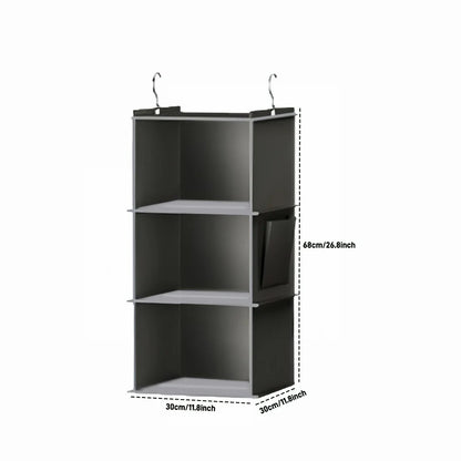 Foldable 6-Shelf Hanging Closet Organizer with Hooks Space Saving Fabric Wardrobe Storage for Bedroom Dorm Travel