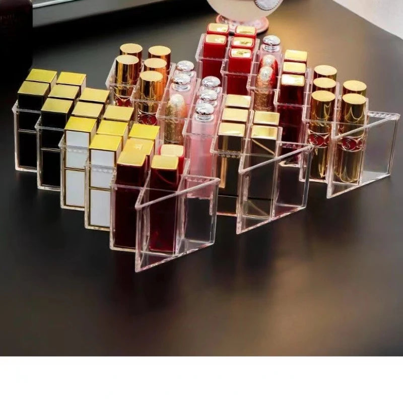 Fish-Shaped Lipstick Storage Rack Space-Saving Lipstick Holder 28-Grid Lipstick Organizer Display Shelf for Home Office Storage