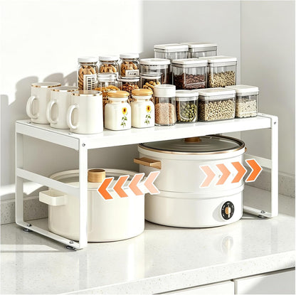 Expandable Kitchen Organizer Shelf, Cabinet Countertop Shelves