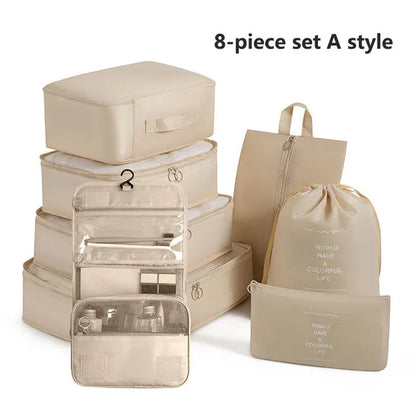 7-8-9-Piece Set Travel Bag Organizer Clothes Luggage Travel Organizer Blanket Shoes Organizers Bag Suitcase Pouch Packing Cubes