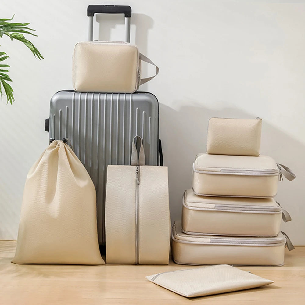 Set/6 Pcs Compressible Packing Travel Storage Bag Cubes Waterproof Suitcase Nylon Portable with Handbag Luggage Organizer