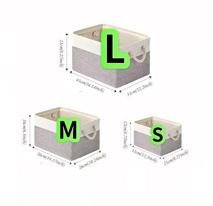 Folding Linen Storage Box with Handles Space-Saving Cube Organizer Basket for Home Supplie Baby Toys Clothes Books Organizer