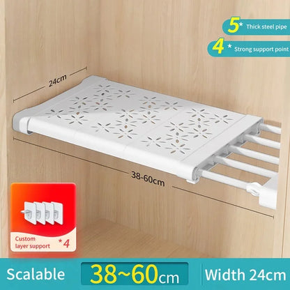 NEW Adjustable Closet Organizer Kitchen Storage Shelves Space Saving Wardrobe Wall Mounted Rack Home Appliance Cabinet Holder1Pc