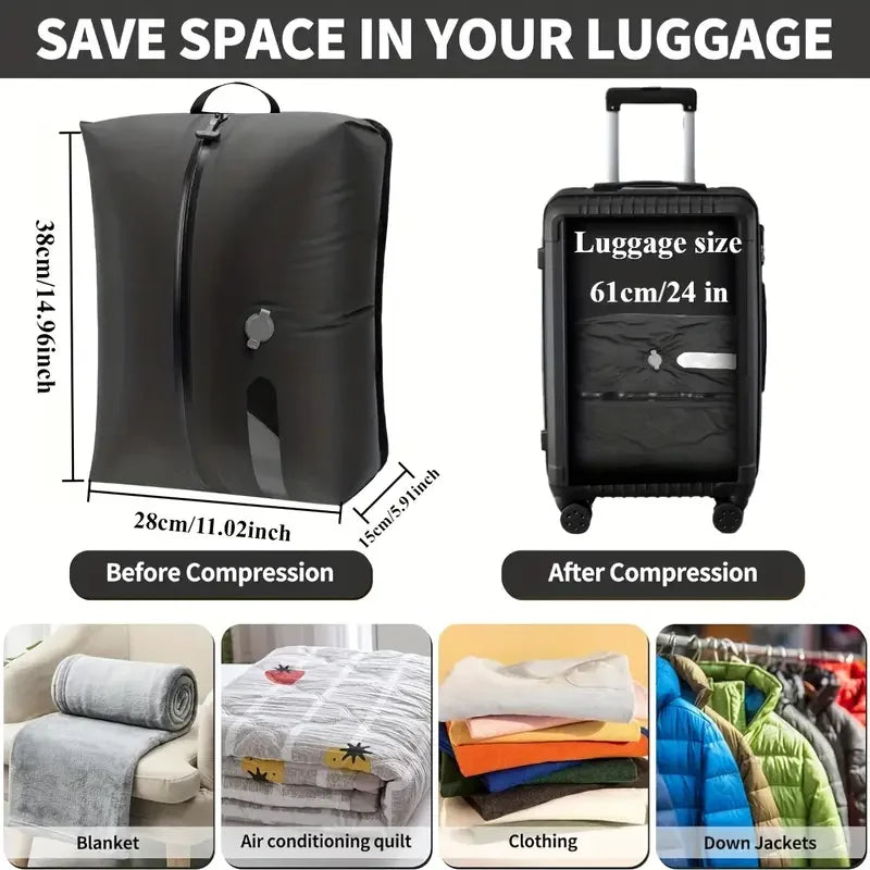 Reusable Vacuum Compression Bag Travel Luggage Vacuum Storage Bag for Suitcases and Backpack Space Saver Vacuum Bags Waterproof
