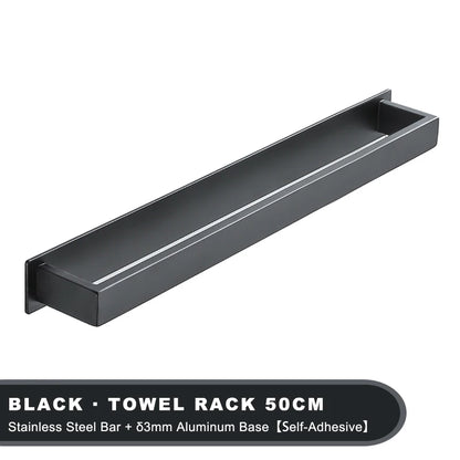 Strong Adhesive Bathroom Towel Rack Stainless Steel Bath Towel Hanger Wall Mounted Kitchen Hand Towel Holder No Drill