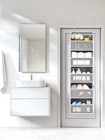 Over the Door Organizer Storage 5 Shelf Hanging Door Organizer with 5 Large Capacity Pockets for Bedroom Bathroom 1Pcs