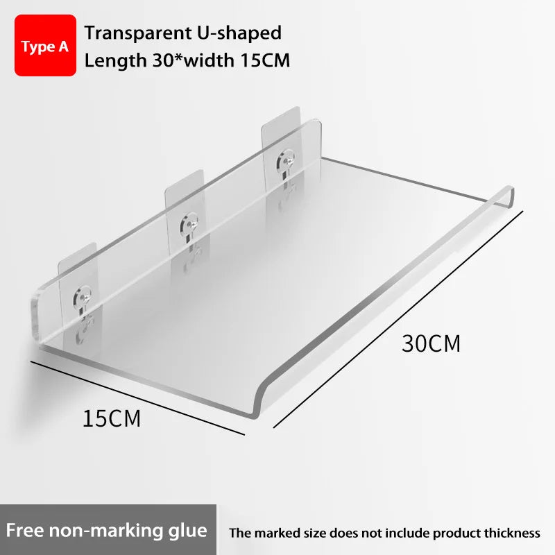 Self Adhesive Storage Shelf Wall-Mounted Storage Rack Removable Bathroom Shower Organizer Kitchen Wardrobe Bathroom Accessories
