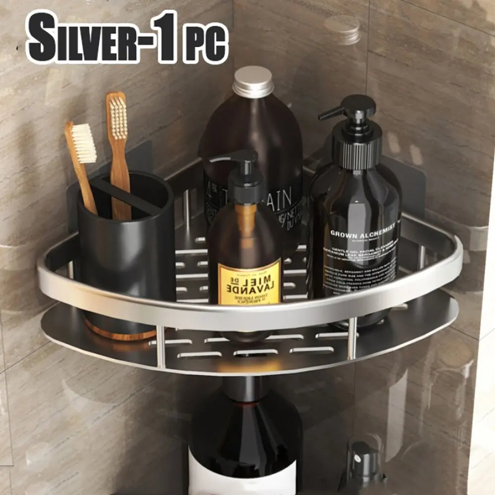 Wall Mounted Rectangular Rack Wall Mounted Shower Shampoo Rack No Drill Rack Tripod Bathroom Rack Towel Rack