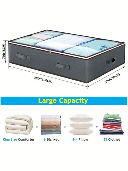Under Bed Storage Container Organizer Large Capacity under Bed Clothes Storage Box Foldable Storage Bag with Clear Window