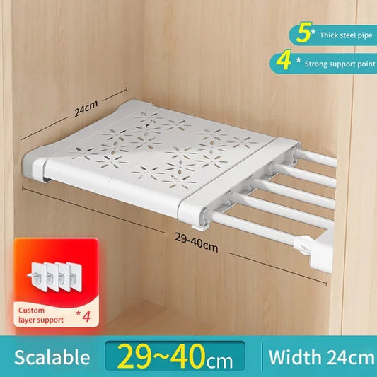 NEW Adjustable Closet Organizer Kitchen Storage Shelves Space Saving Wardrobe Wall Mounted Rack Home Appliance Cabinet Holder1Pc