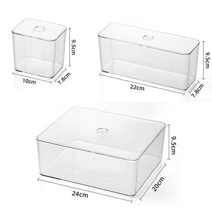 Acrylic Plastic Storage Box with Lid Makeup Organizer Transparent Desk Drawer Organizers Box Jewelry Box Closet Organizer Boxes