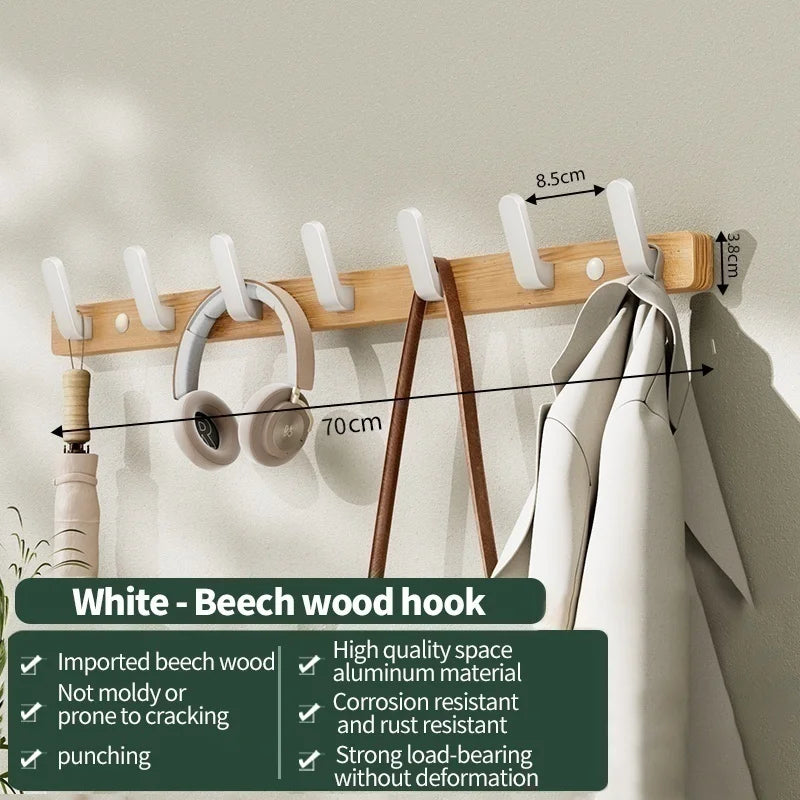 Wood Hooks Strong Hook Wall Hanger Sticker Hanging Coat Rack Clothes Hanger Shower Robe Hook Kitchen Bathroom Towel Hooks