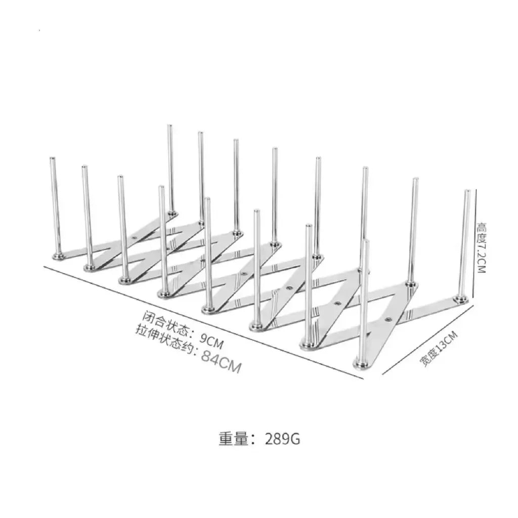 1Pc Pot Lid Rack Pan Lid Organizer Retractable Foldable Stainless Steel Plate Holder Shelf Tableware Storage Kitchen Gadgets