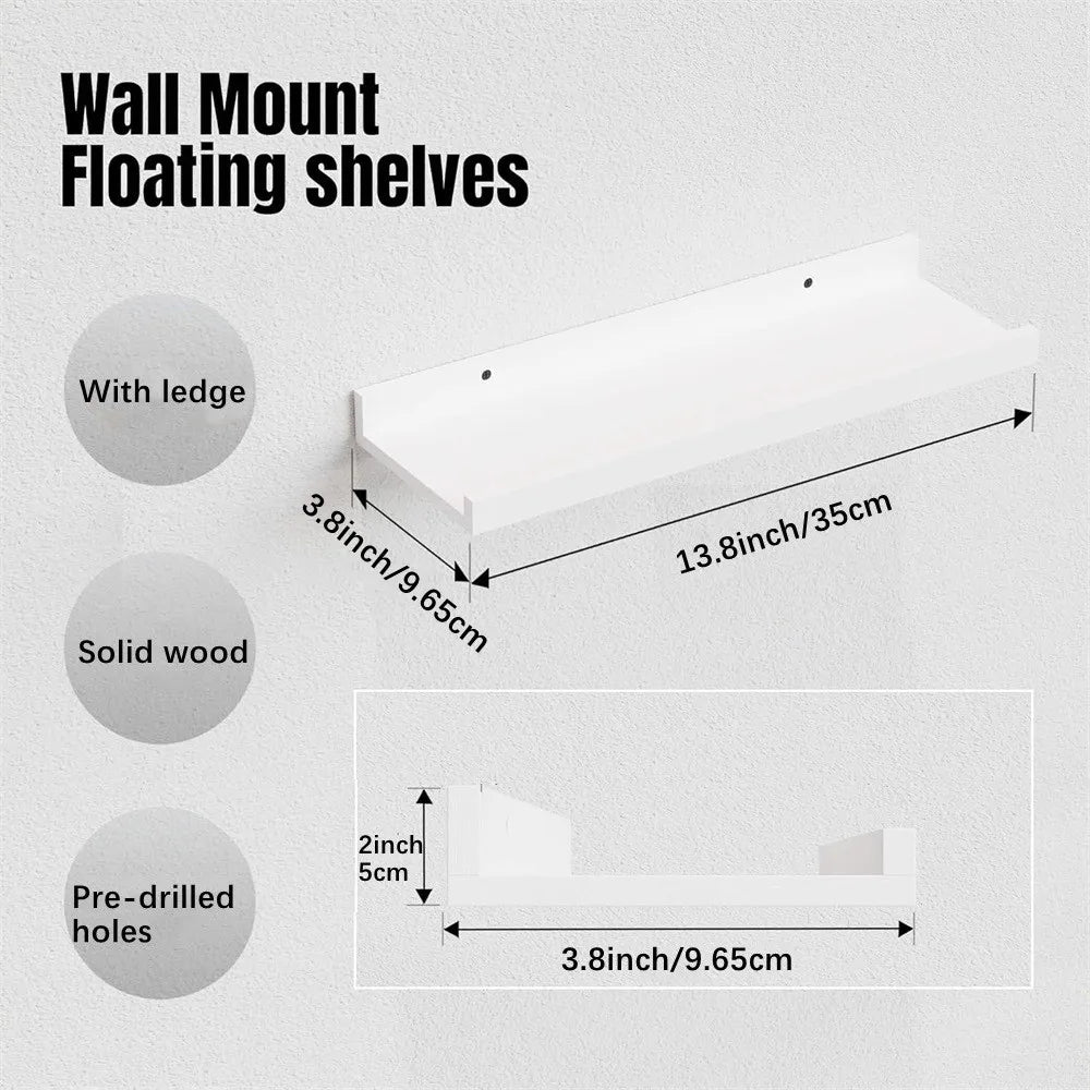Floating Shelves Wall Mounted Set of 3 Rustic Wood Shelves with Ledge Design for Bedroom Living Room Kitchen Wall Storage Shelf