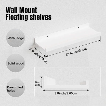 Floating Shelves Wall Mounted Set of 3 Rustic Wood Shelves with Ledge Design for Bedroom Living Room Kitchen Wall Storage Shelf