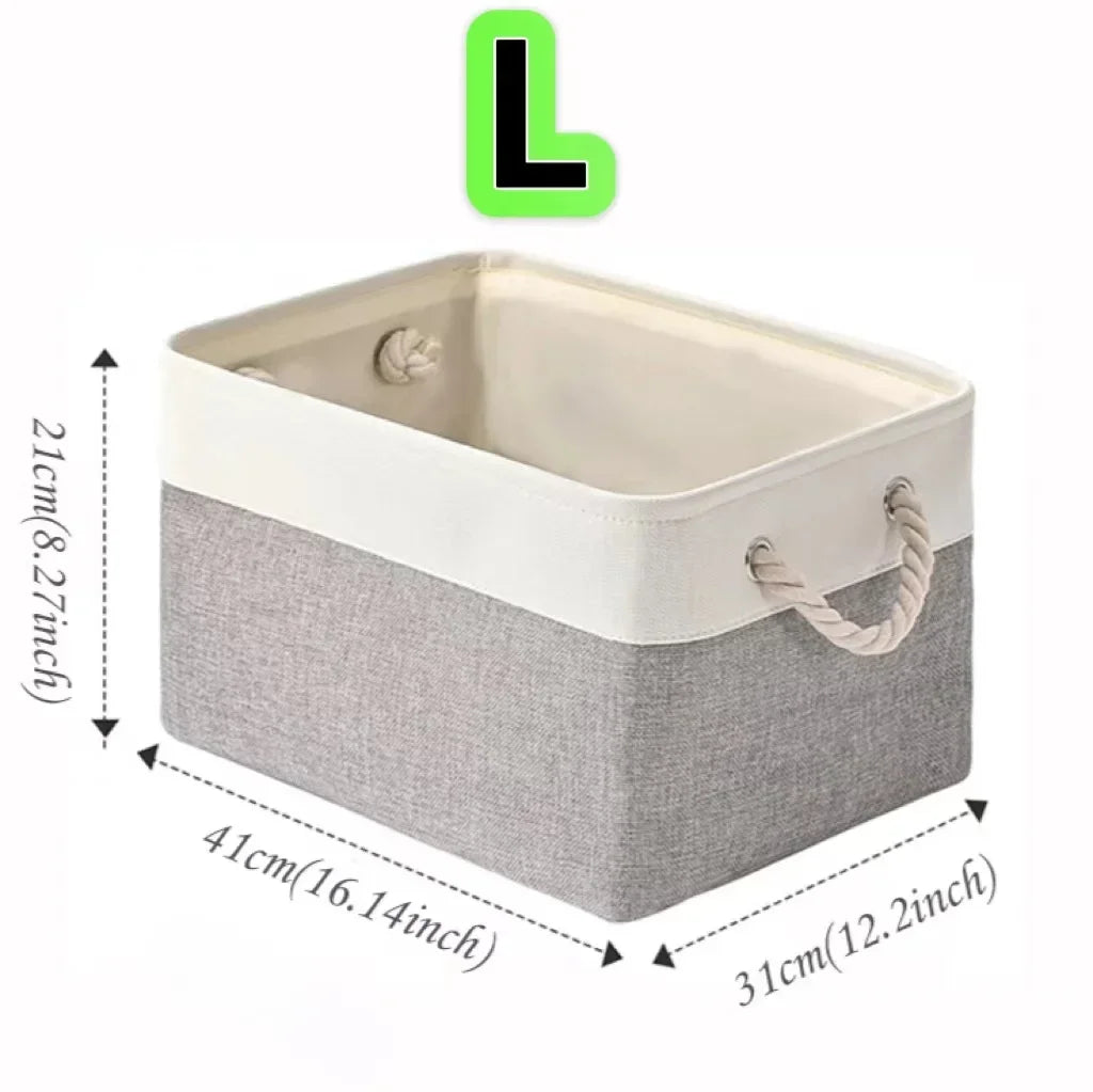 Folding Linen Storage Box with Handles Space-Saving Cube Organizer Basket for Home Supplie Baby Toys Clothes Books Organizer