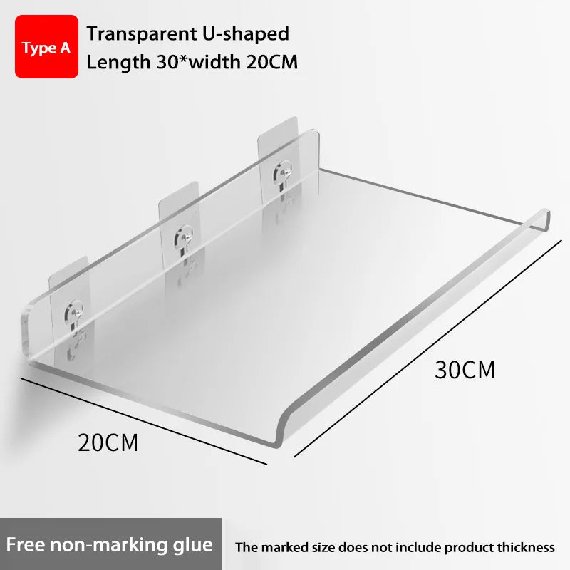 Self Adhesive Storage Shelf Wall-Mounted Storage Rack Removable Bathroom Shower Organizer Kitchen Wardrobe Bathroom Accessories