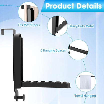 Over the Door Drying Rack, 1 Pack Grey Foldable Clothes Hanger Doors Hooks