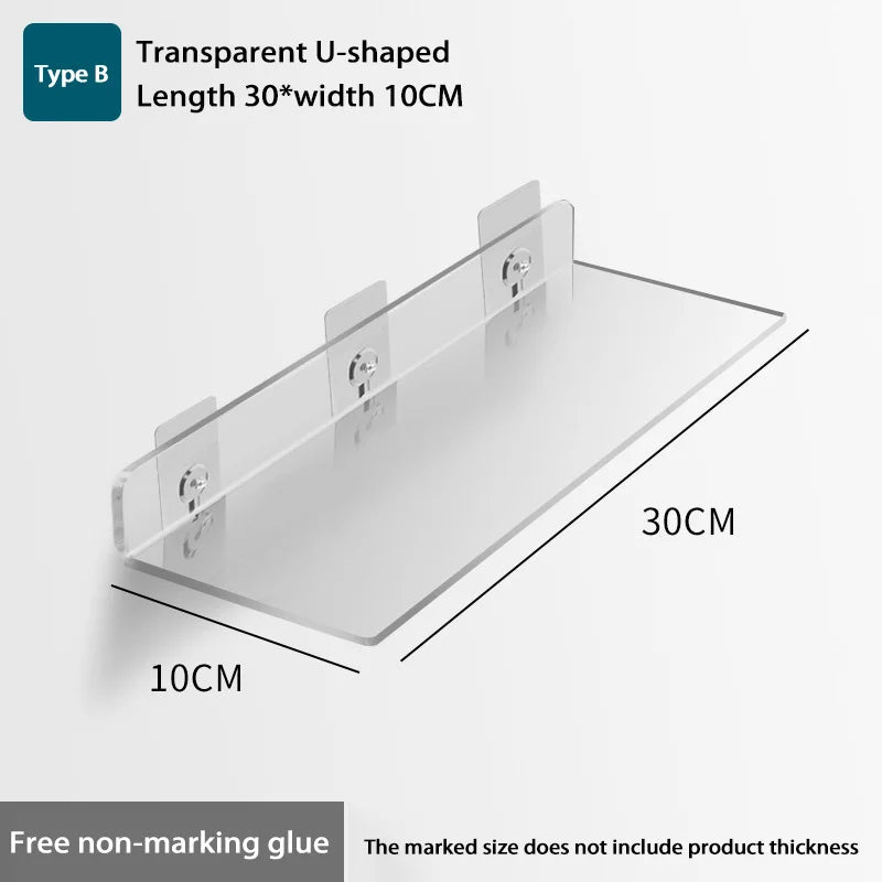 Self Adhesive Storage Shelf Wall-Mounted Storage Rack Removable Bathroom Shower Organizer Kitchen Wardrobe Bathroom Accessories