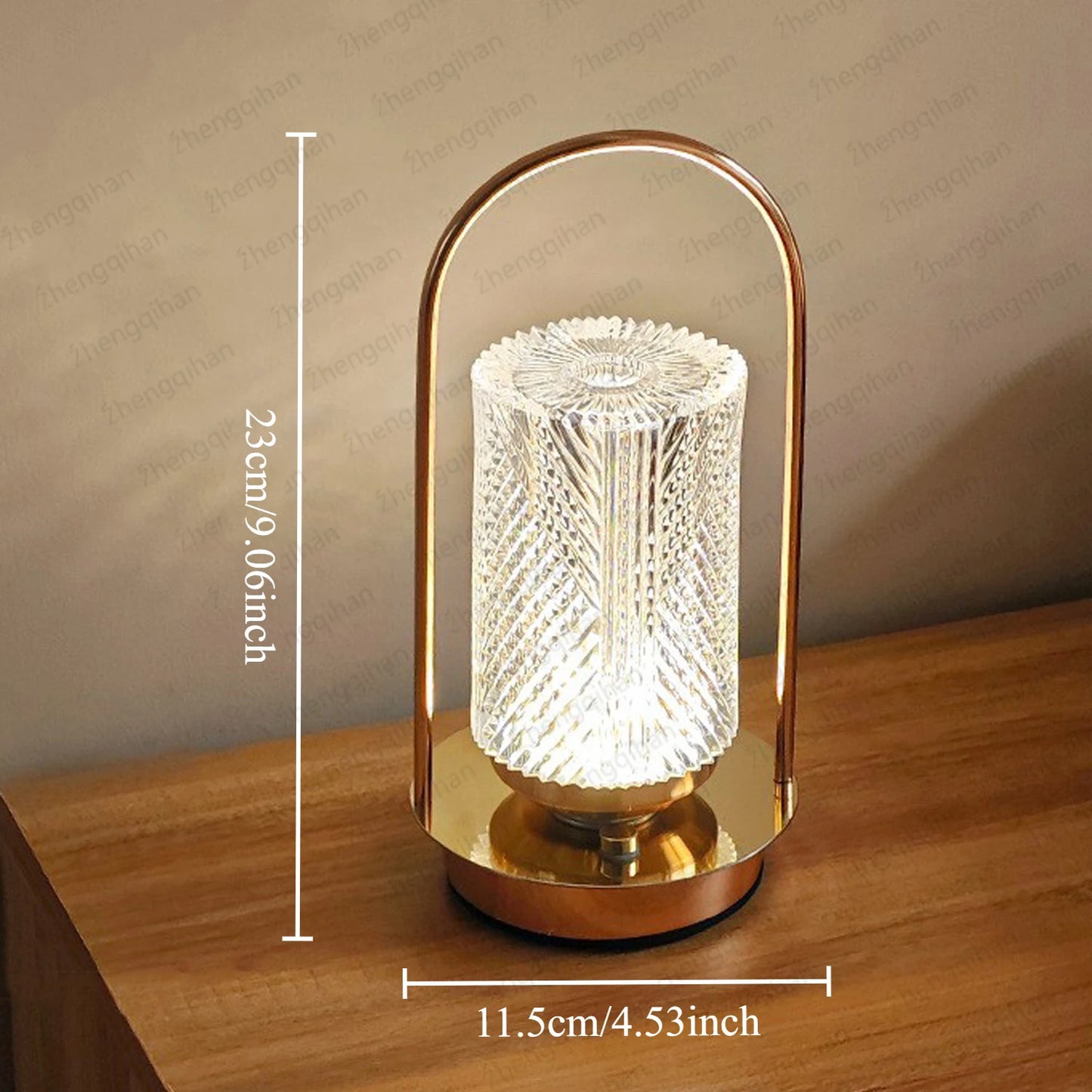Wireless Table Lamp Rechargeable Portable Bedroom Bedside Touch Crystal Desk Lamp Night Light LED Decor Lights for Bar Coffee