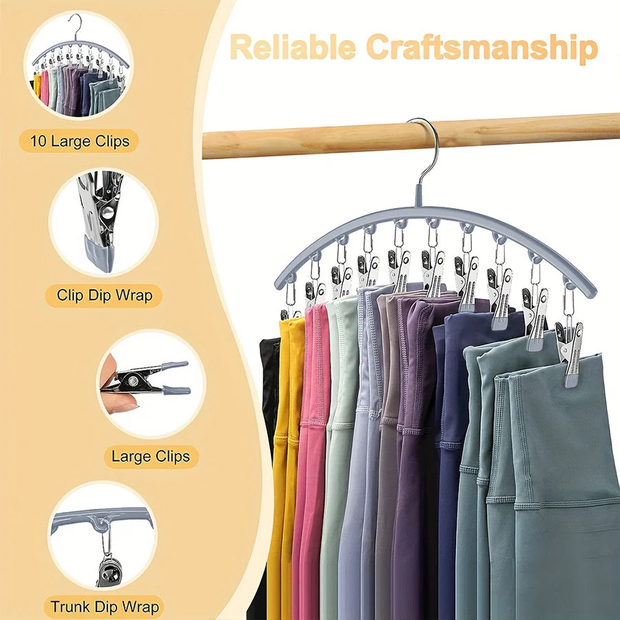 1/2/3PCS Closet Storage Hanger with 10 Clipshangs 40 Pairs of Leggingsblack Hangerspace-Saving Hanging Closet Organizer