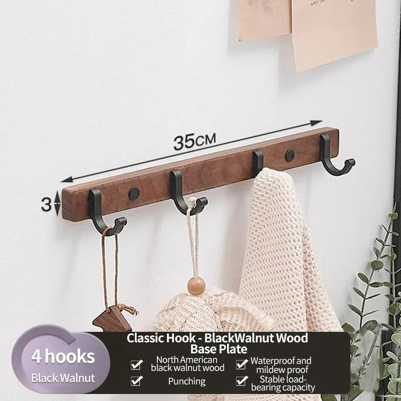 Wood Hooks Strong Hook Wall Hanger Sticker Hanging Coat Rack Clothes Hanger Shower Robe Hook Kitchen Bathroom Towel Hooks