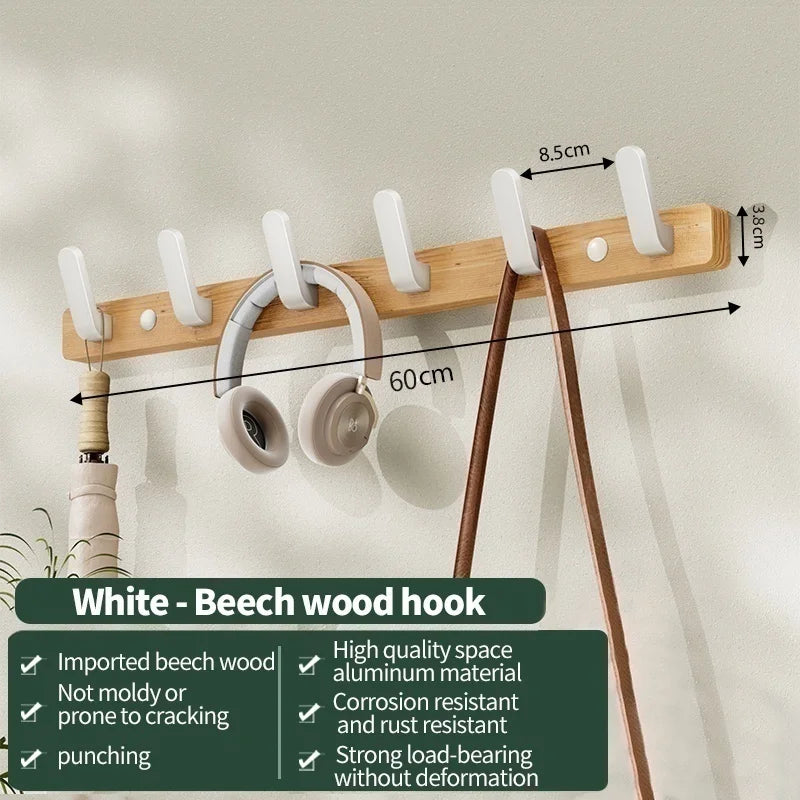 Wood Hooks Strong Hook Wall Hanger Sticker Hanging Coat Rack Clothes Hanger Shower Robe Hook Kitchen Bathroom Towel Hooks