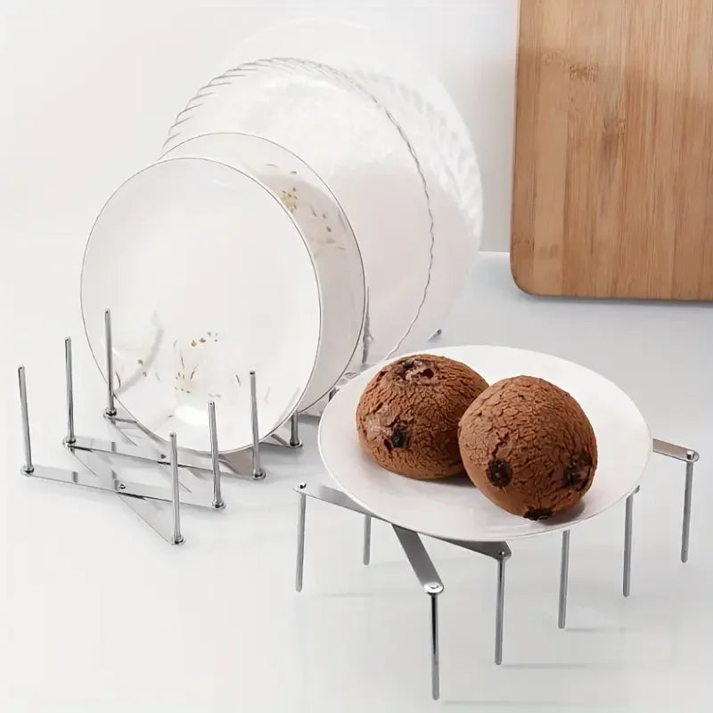 Dish Plate Organizer Rack Pot Lid Holder Tableware Drying Storage Tray Holder Adjustable Plates Holder Rest Kitchen Accessories