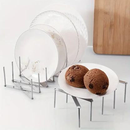 Dish Plate Organizer Rack Pot Lid Holder Tableware Drying Storage Tray Holder Adjustable Plates Holder Rest Kitchen Accessories