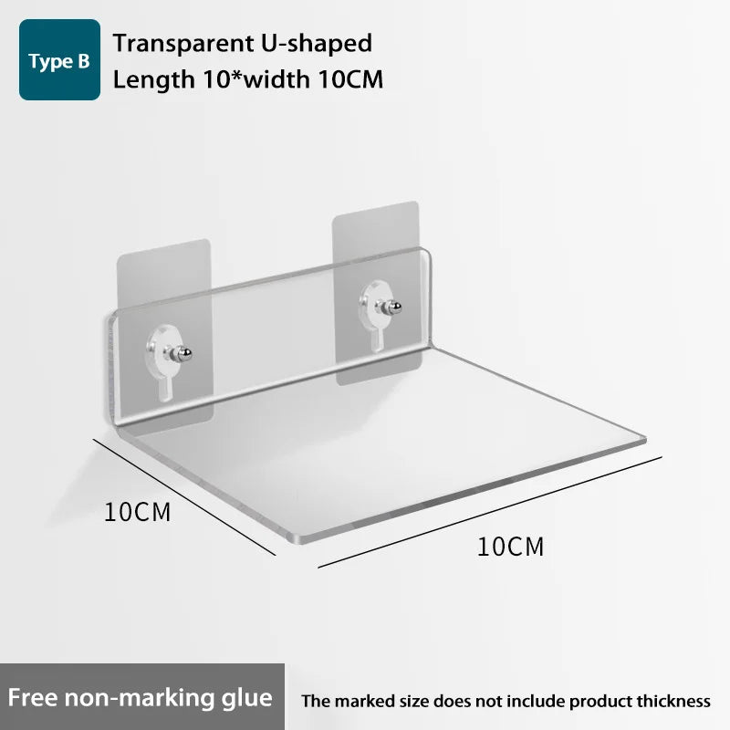 Self Adhesive Storage Shelf Wall-Mounted Storage Rack Removable Bathroom Shower Organizer Kitchen Wardrobe Bathroom Accessories