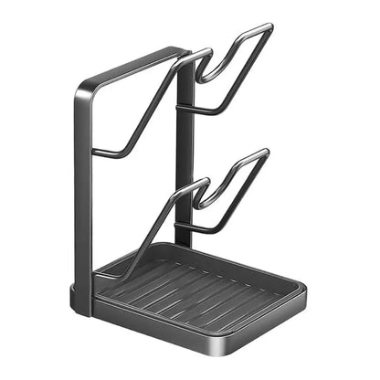 Kitchen Pot Lid Storage Rack Pot Lid Holder with Tray Lid Holder While Cooking Lid and Spoon Rest Kitchen Organizer Stand