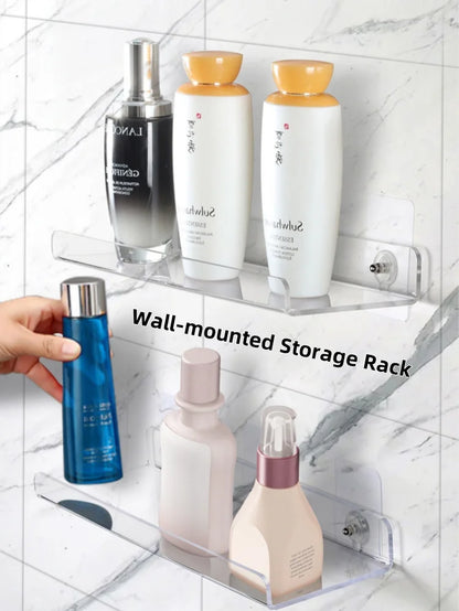 Self Adhesive Storage Shelf Wall-Mounted Storage Rack Removable Bathroom Shower Organizer Kitchen Wardrobe Bathroom Accessories