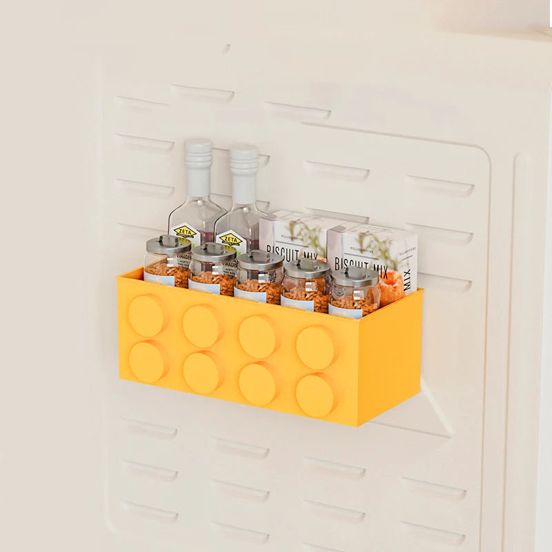 1/4Pc Magnetic Storage Box Kitchen No-Drill Refrigerator Storage Door Rack Building Block Wall Mounted Organizer Decor Holder