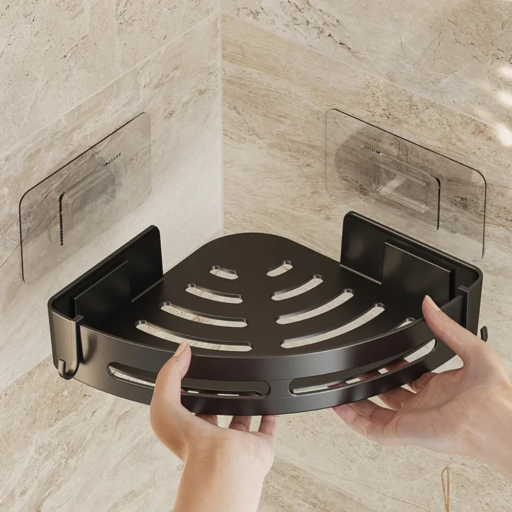 Punch Free Wall Mounted Bathroom Shelf No Drill Shower Shelf Kitchen Storage Organizer Shampoo Rack Makeup Storage Organizer